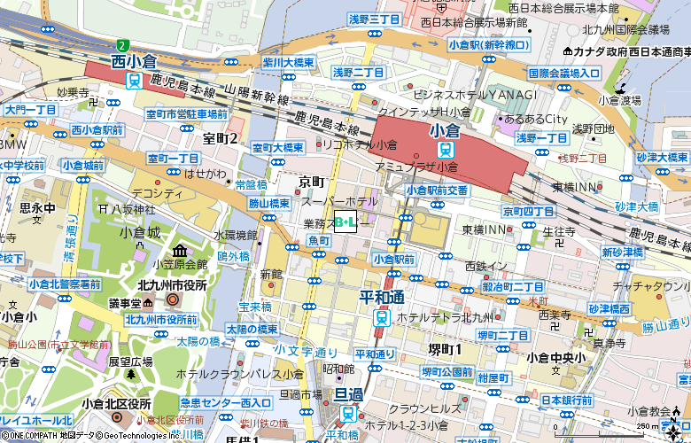 中央コンタクト　小倉駅前店付近の地図